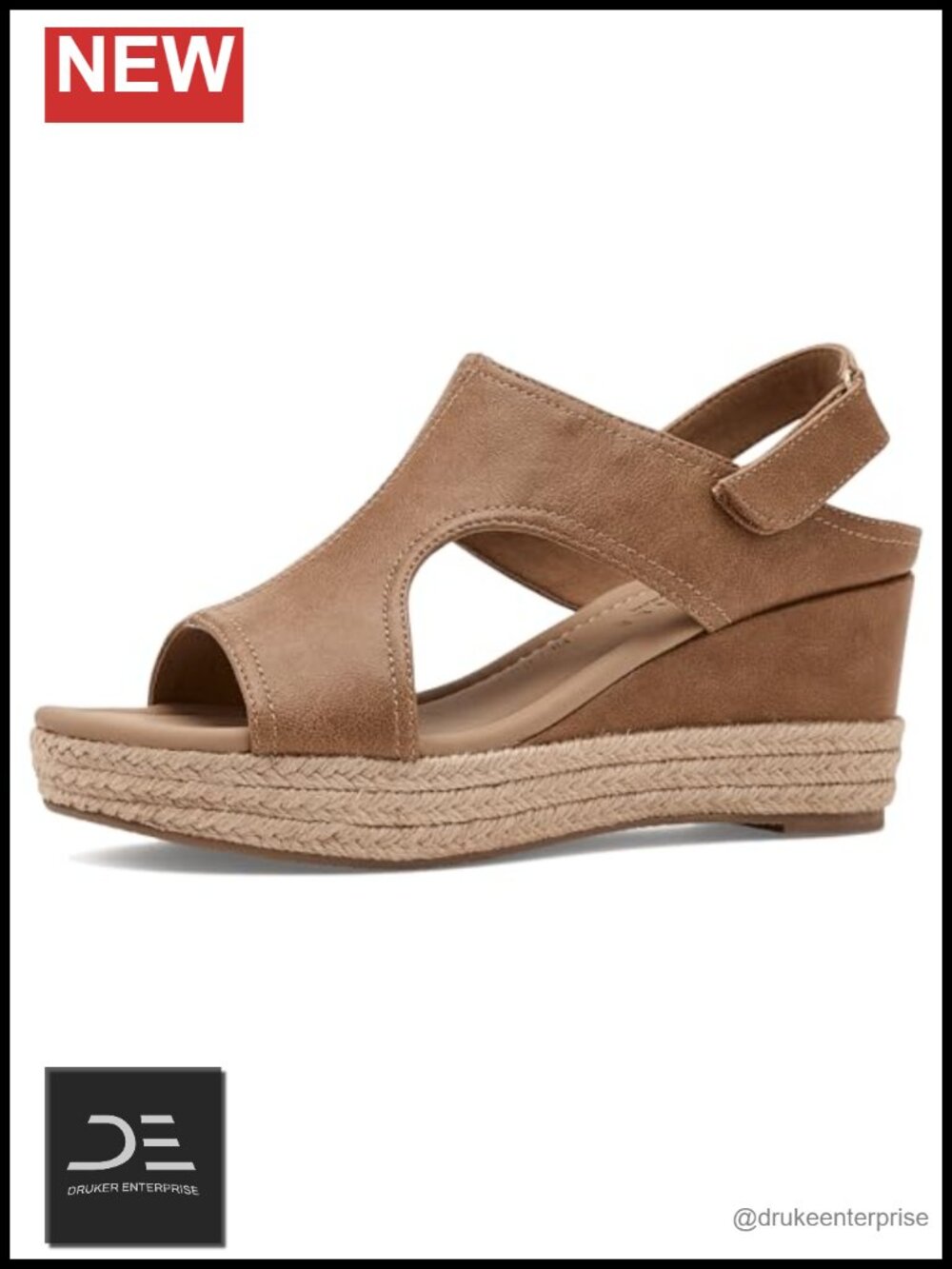 Women's Espadrille Wedge Sandals PU Upper Open Toe Slingback Pull-On Comfort